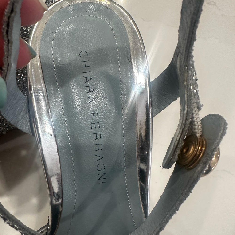 Gorgeous Chiara Ferragni high platform sparkly silver beauties .